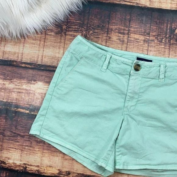 FREE SHIP 1 HR American Eagle Midi Stretch Mint Shorts - Picture 2 of 6